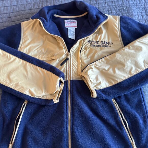 Vintage 1990s Collegiate Notre Dame Fighting Irish Gold Fleece Jacket Men's M - Picture 1 of 14